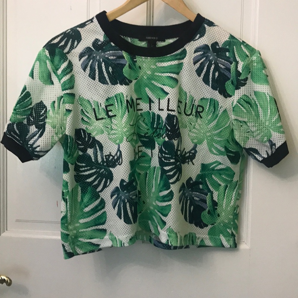 F21 Mesh/Jersey Crop Top